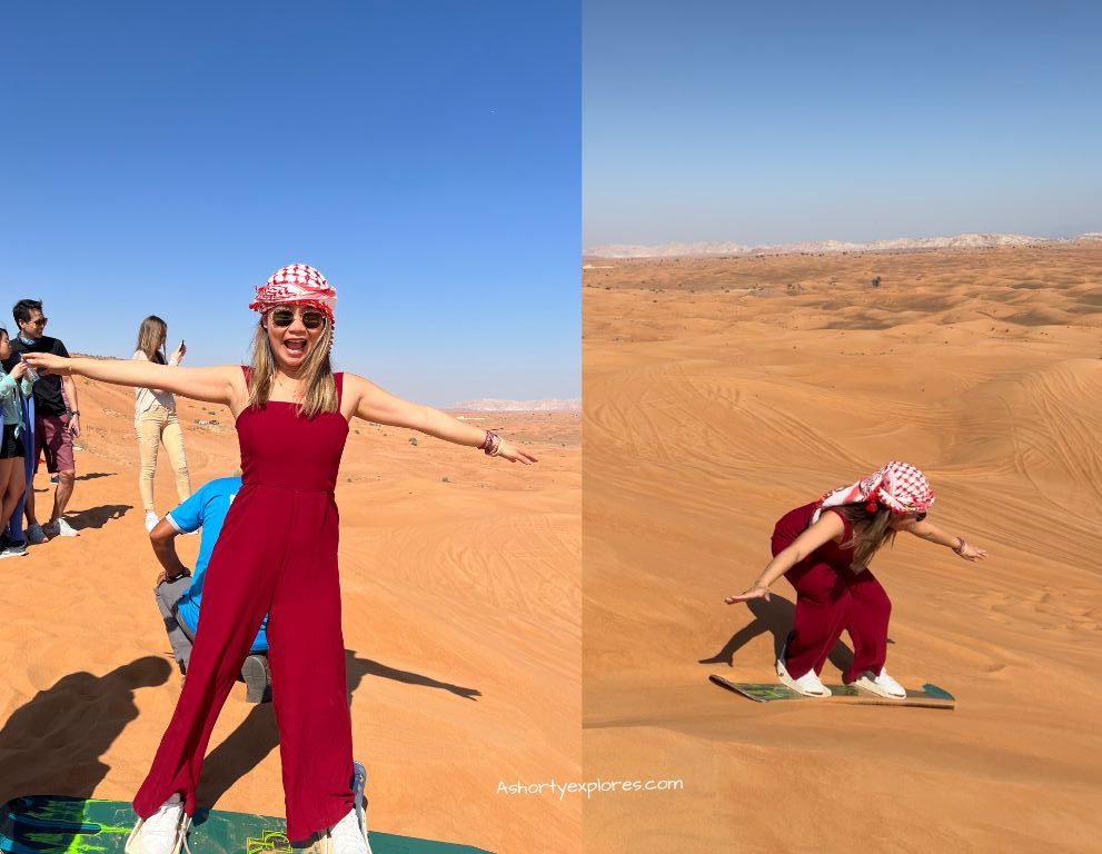 sandboarding desert safari tour in dubai