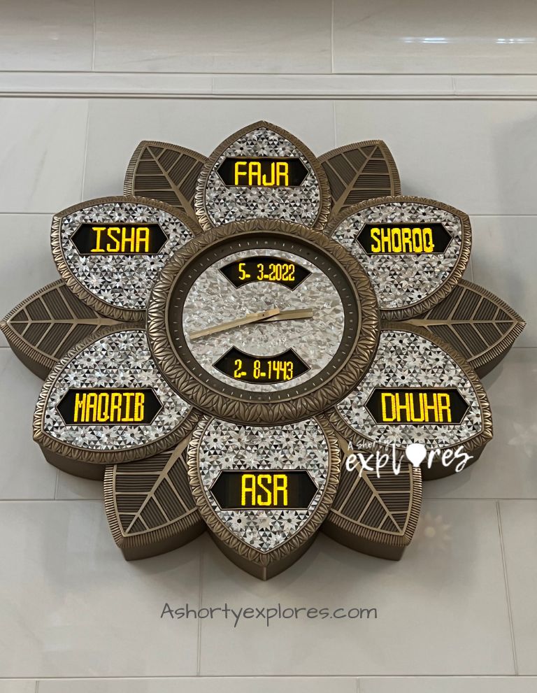 Prayer time clock Sheikh Zayed Grand Mosque Abu Dhabi