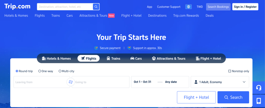 Trip.com- travel app for booking flights