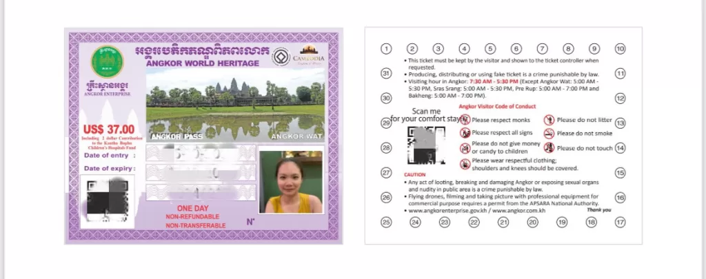 Angkor Archaeological Park Angkor Wat entrance official ticket