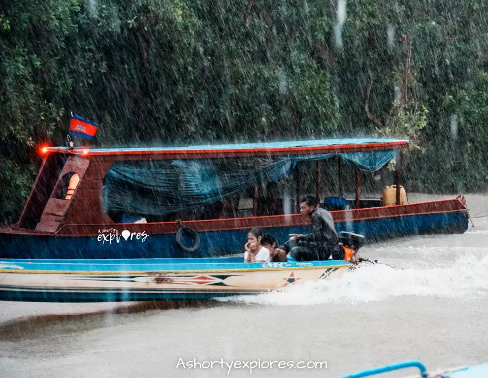 Floating village Cambodia wet season