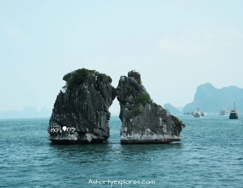 北越下龍灣鬥雞岩照片Fighting Cock Rocks photo