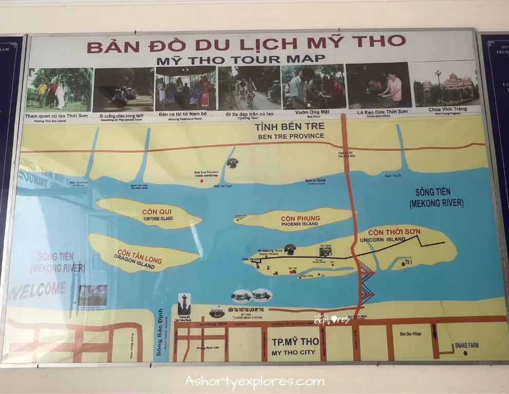 越南湄公河旅遊地圖Vietnam Mekong Delta tour map