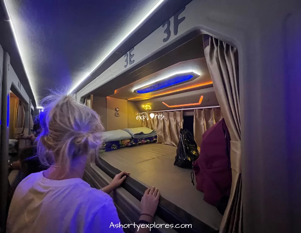 Giant Ibis sleeper bus interior Cambodia