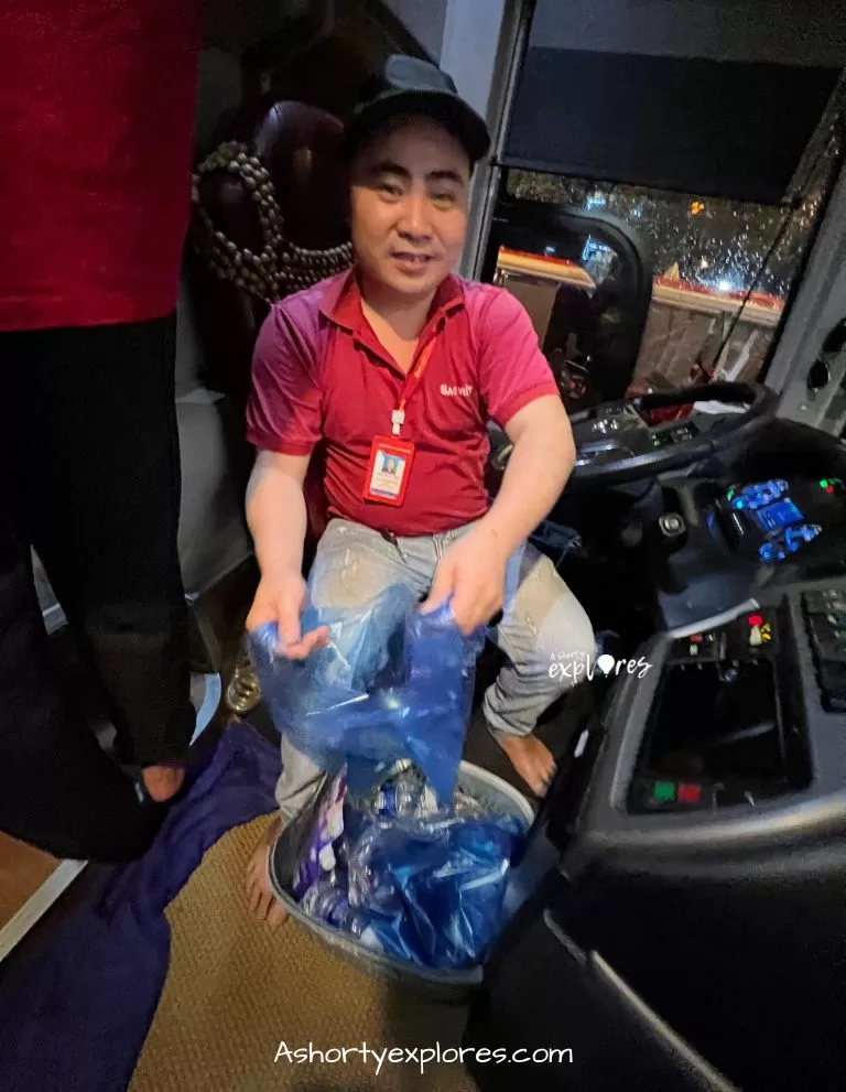 shoes off for sleeper bus in Vietnam