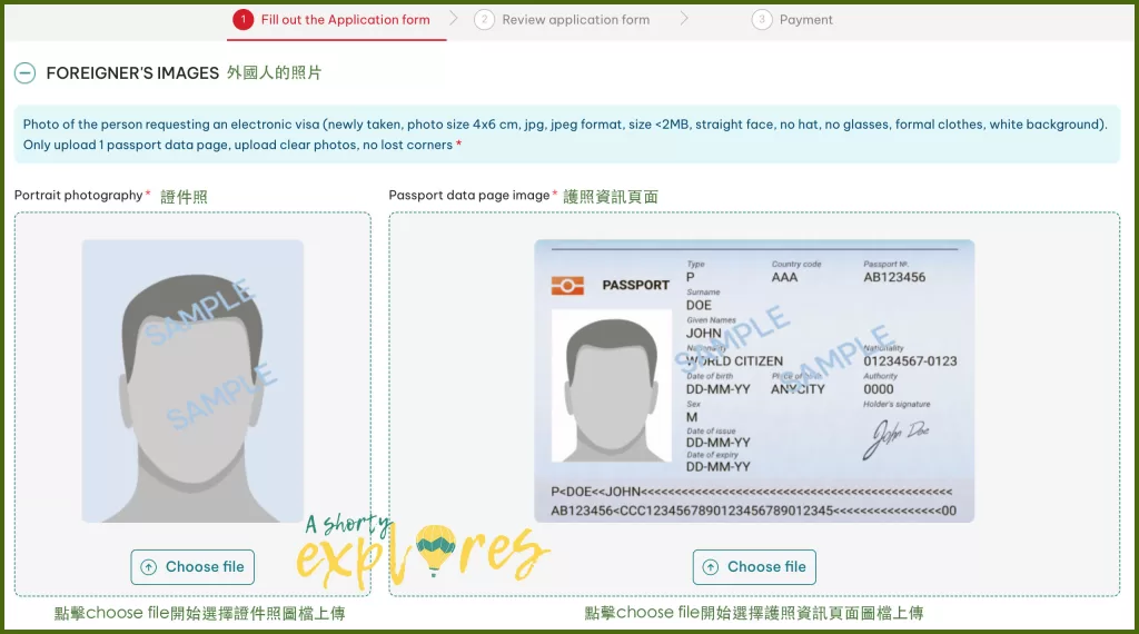 Vietnam e-visa foreigner's passport & image