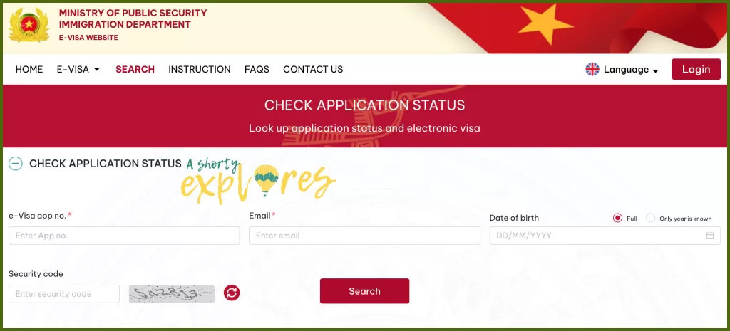 Vietnam e-visa check application status