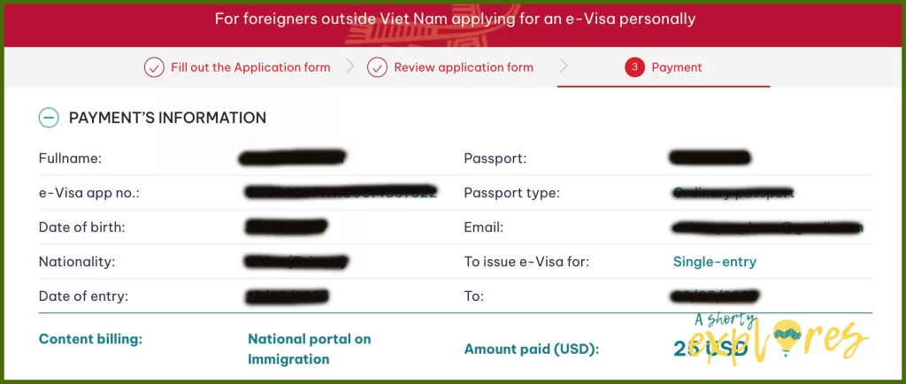 vietnam e-visa payment information