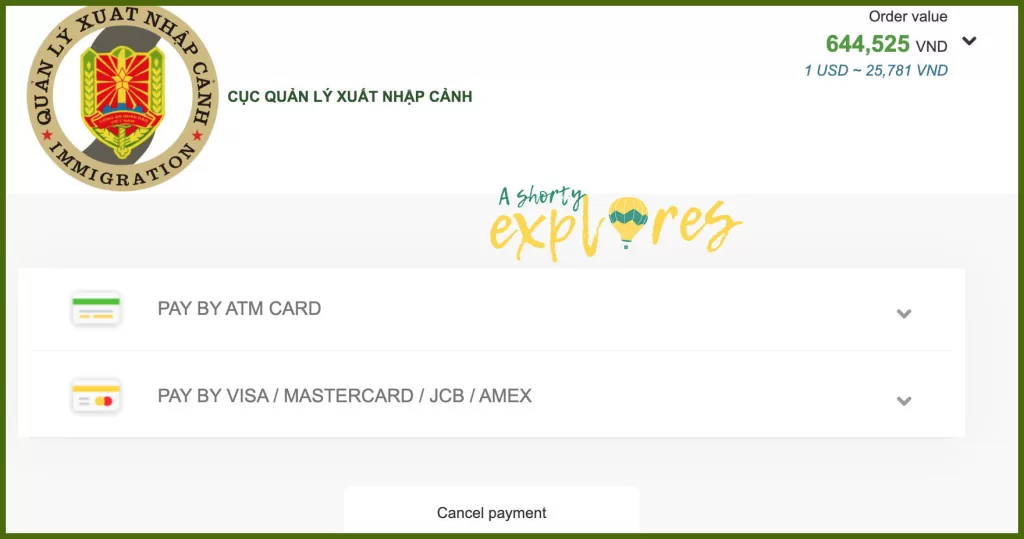 vietnam e-visa payment options