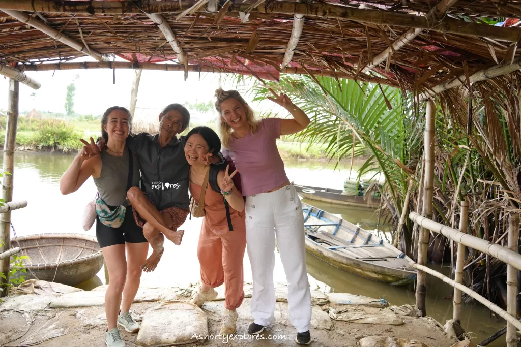 us and the Hoi An coconut boat auntie